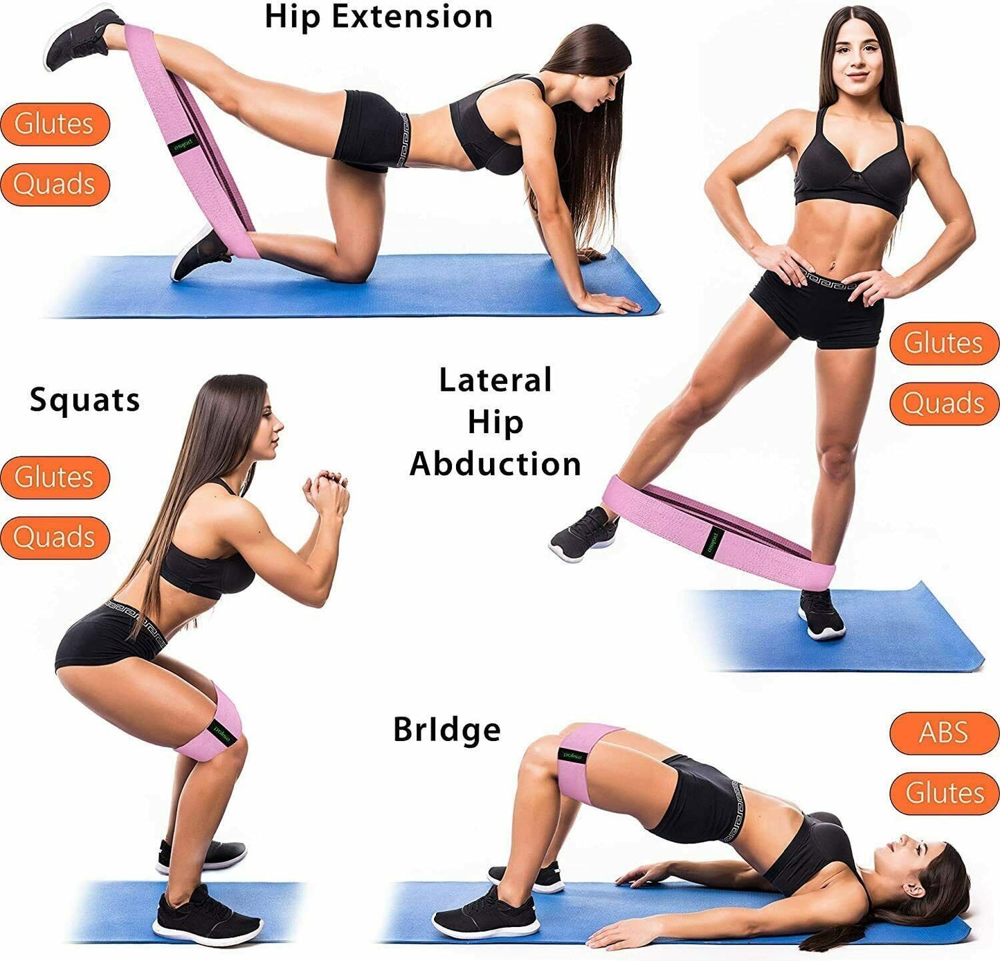 Flexible Workout Resistance Bands. Perfect Loop Set Fitness buffs and beginners, alike. Great Yoga Legs & Butt Workout Exercise Band.