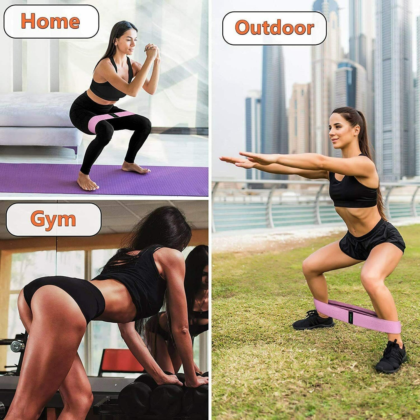 Flexible Workout Resistance Bands. Perfect Loop Set Fitness buffs and beginners, alike. Great Yoga Legs & Butt Workout Exercise Band.