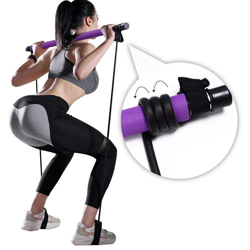 Check out this Fitness/ Yoga/ Pilates Bar. This serves as a Portable Gym or Exercise accessories. Great Elastic resistance training or Bodybuilding. Invest in this amazing piece of Portable Workout Equipment, today!