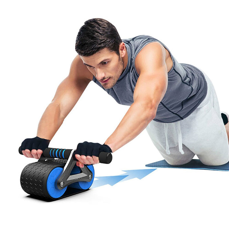 Double Wheel Abdominal Exerciser for Women /Men. Featuring automatic Rebound tech. This Ab Wheel Rolleris a Waist Trainer, portable Gym and Sports Home Exerciser all in one. Devices