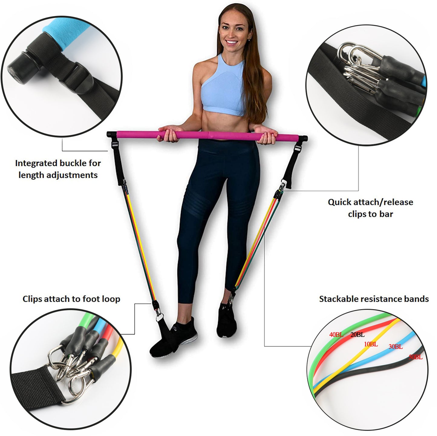 Check out this Fitness/ Yoga/ Pilates Bar. This serves as a Portable Gym or Exercise accessories. Great Elastic resistance training or Bodybuilding. Invest in this amazing piece of Portable Workout Equipment, today!