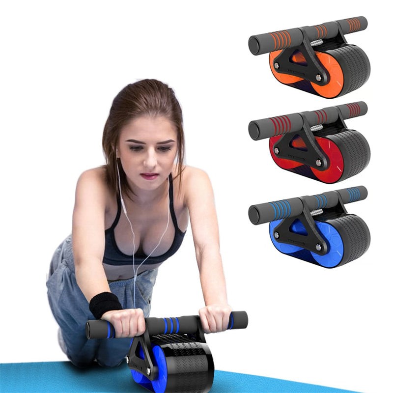 Double Wheel Abdominal Exerciser for Women /Men. Featuring automatic Rebound tech. This Ab Wheel Rolleris a Waist Trainer, portable Gym and Sports Home Exerciser all in one. Devices