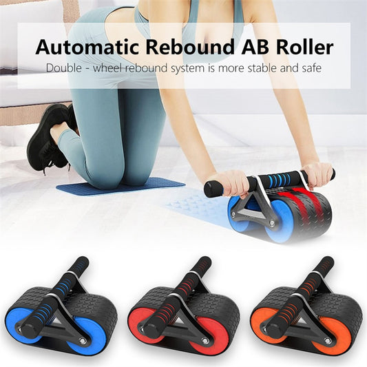 Double Wheel Abdominal Exerciser for Women /Men. Featuring automatic Rebound tech. This Ab Wheel Rolleris a Waist Trainer, portable Gym and Sports Home Exerciser all in one. Devices