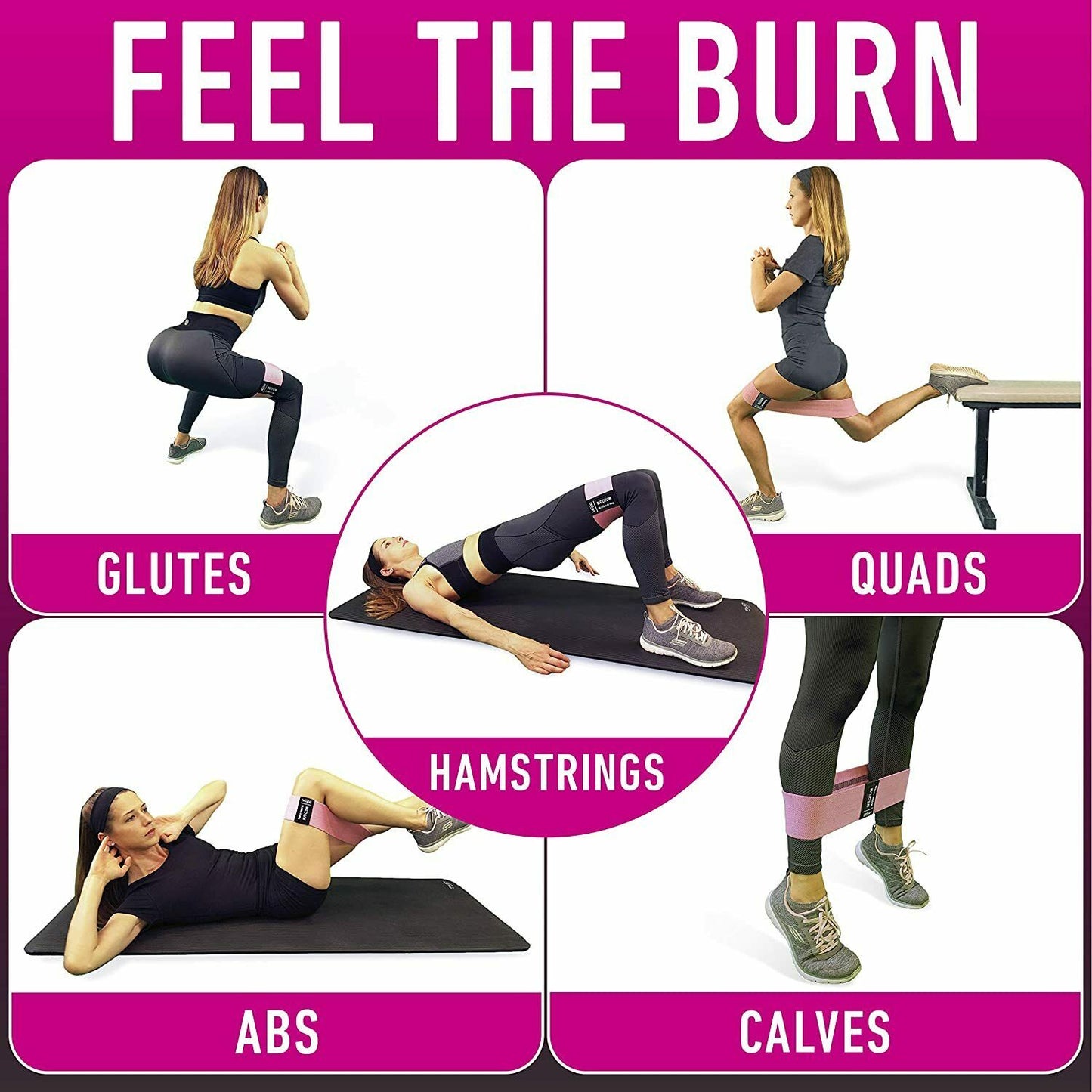 Flexible Workout Resistance Bands. Perfect Loop Set Fitness buffs and beginners, alike. Great Yoga Legs & Butt Workout Exercise Band.