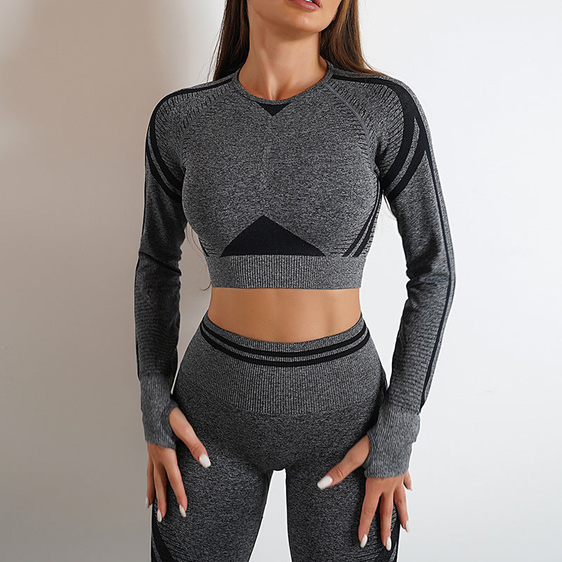 Absolutely Trendy- Seamless Yoga Pants. Perfect for Sports, Gym or other Fitness exercise. Available Leggings with Long Sleeve Tops Outfits. Butt Lifting Slim Workout Sportswear Clothing.